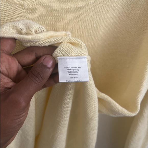 Eileen Fisher Sweater Womens Pastel Yellow Linen Lightweight V-Neck Minimalist S - Picture 3 of 5
